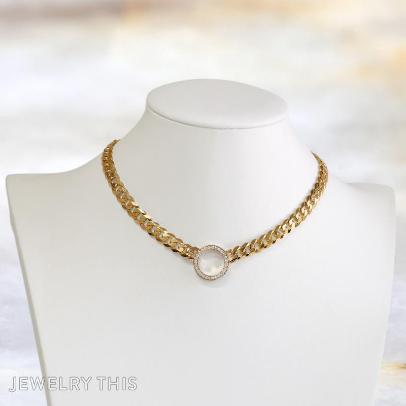Diamond Gold Choker Curb Chain
