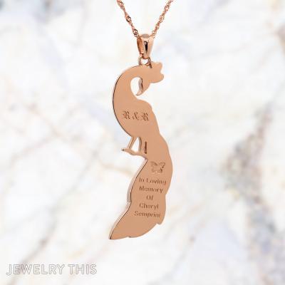 Peacock enamel multi-color engraving