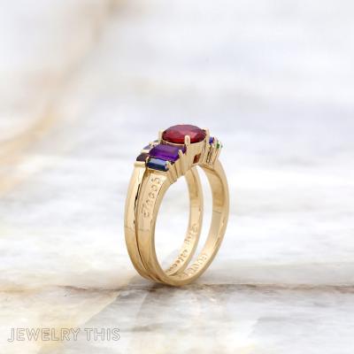 birthstone family baguette names engraved