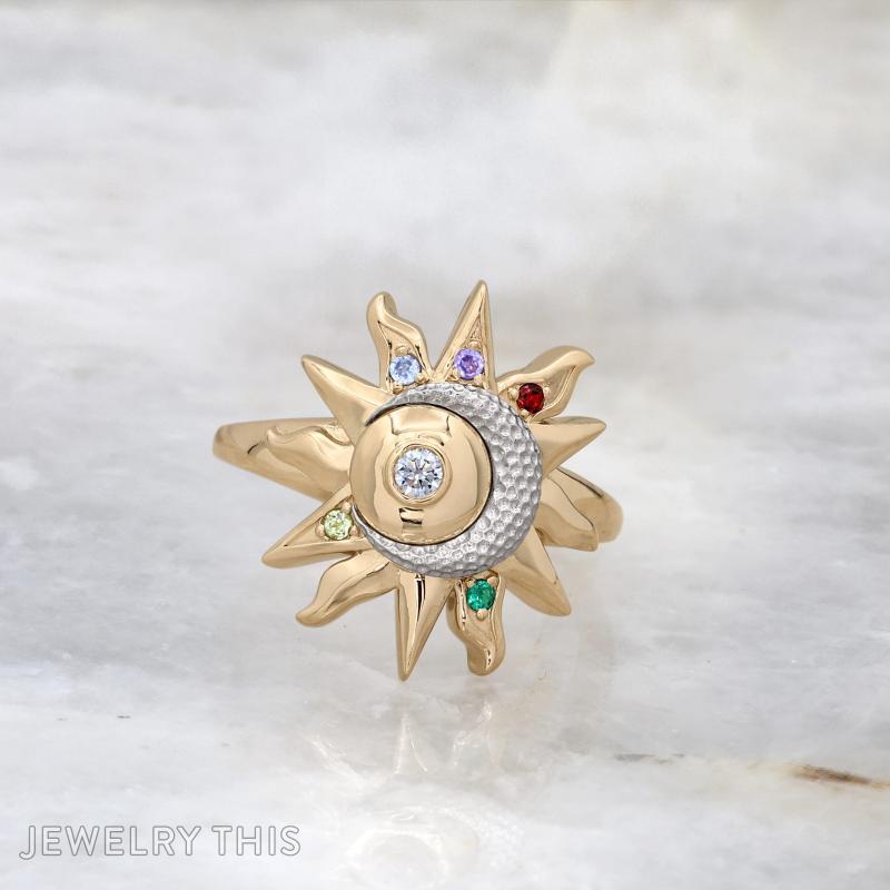 60th Birthday Grandchildren Birthstone Ring
