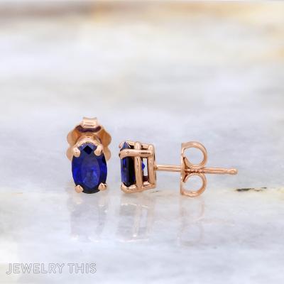 set earrings pendant oval labgrownbluesapphire
