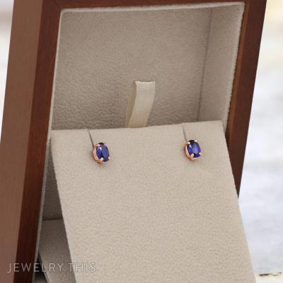 set earrings pendant oval labgrownbluesapphire