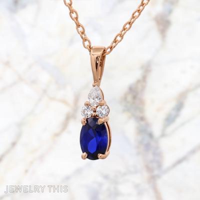 set earrings pendant oval labgrownbluesapphire