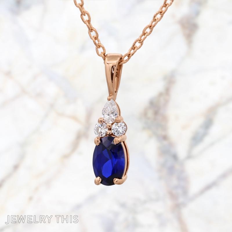 set earrings pendant oval labgrownbluesapphire