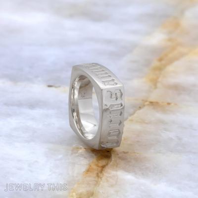 mens wide silver pinky ring