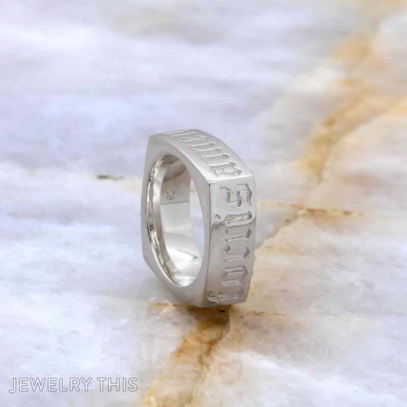 mens wide silver pinky ring