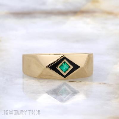 emerald enamel geometric mensband mens mensweddingband