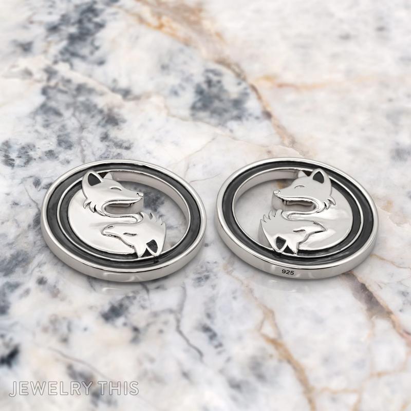 wolf dog coin pendant double sided.