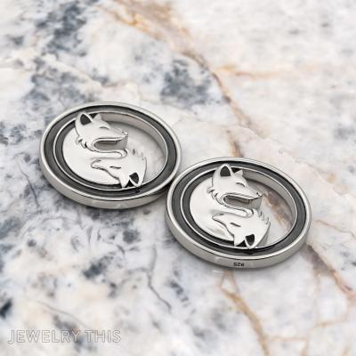 wolf dog coin pendant double sided.