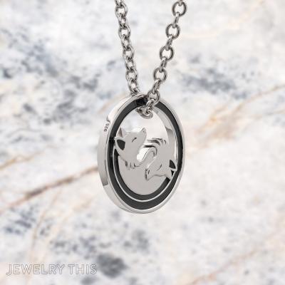 wolf dog coin pendant double sided.