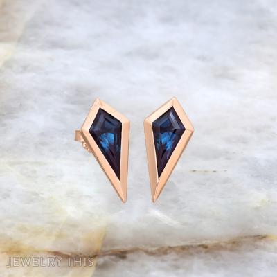 kite alexandrite labgrown bezel stud studearrings