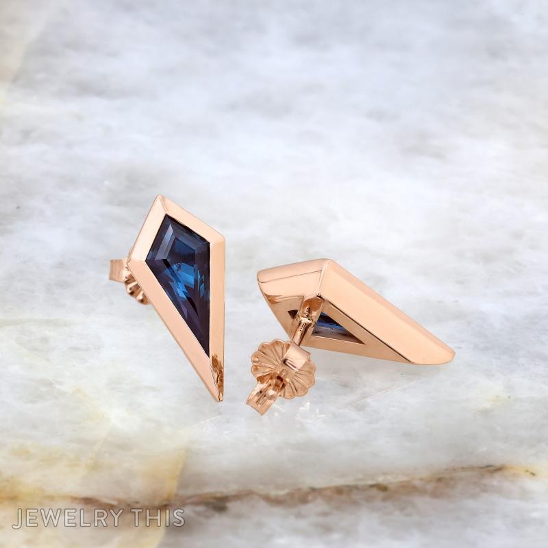 kite alexandrite labgrown bezel stud studearrings