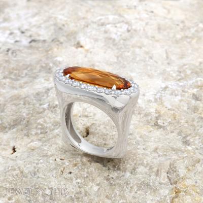 citrine diamond modern halo