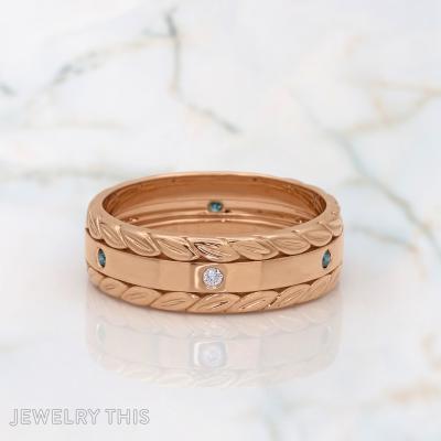 Leaf And Diamond Wedding Band