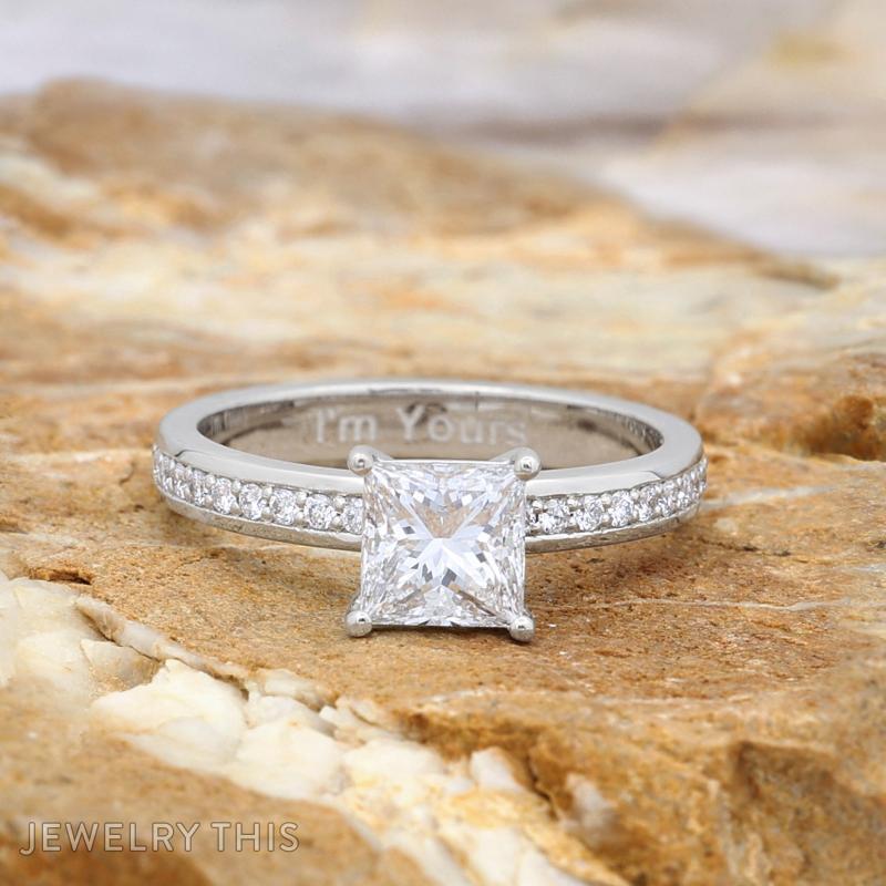 princesscut diamondband weddingset trio