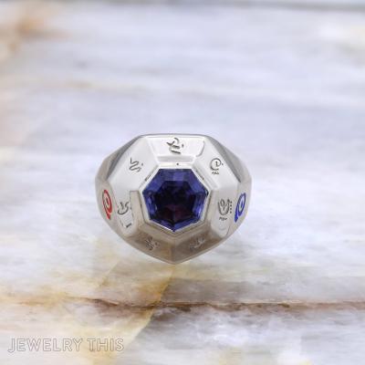 octagon gemstone with enamel details.