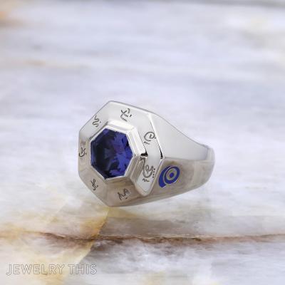 octagon gemstone with enamel details.