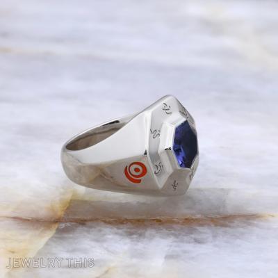 octagon gemstone with enamel details.