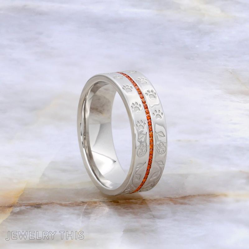 memoir engraved dogpaw paw rose roses orangesapphire