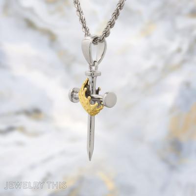 white gold cross yellow gold crown