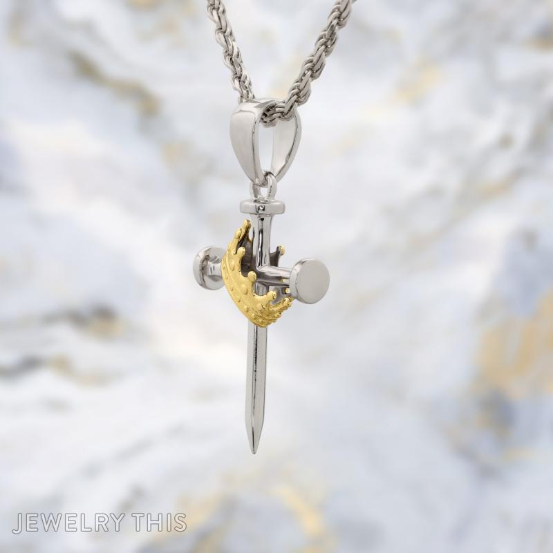 white gold cross yellow gold crown