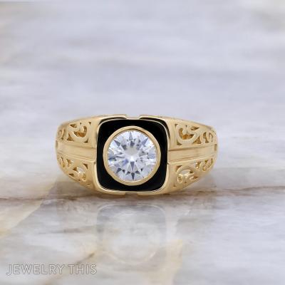 Moissanite and Enamel Ring