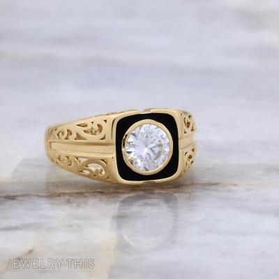 Moissanite and Enamel Ring