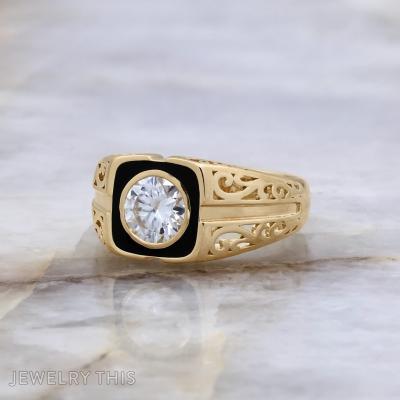 Moissanite and Enamel Ring