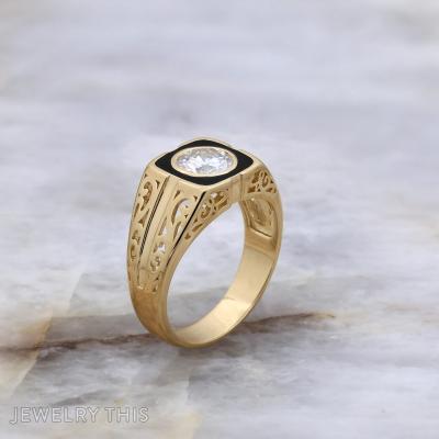 Moissanite and Enamel Ring