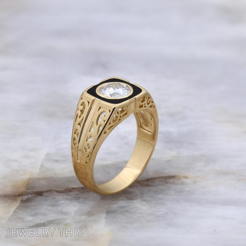 Moissanite and Enamel Ring