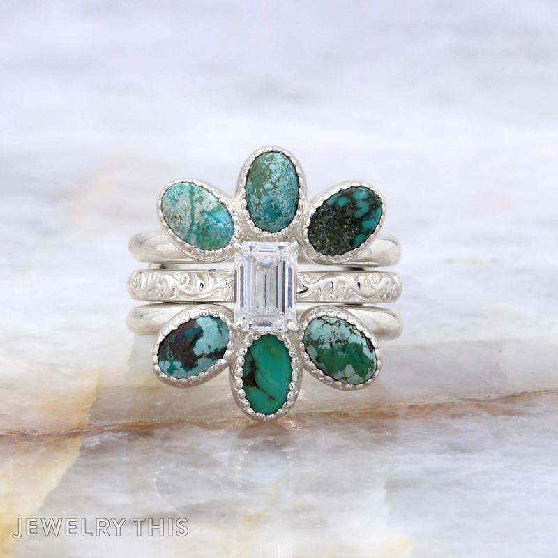 turquoise ringguard weddingset