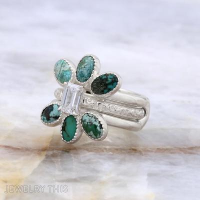 turquoise ringguard weddingset