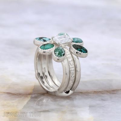 turquoise ringguard weddingset