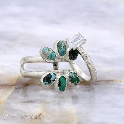 turquoise ringguard weddingset