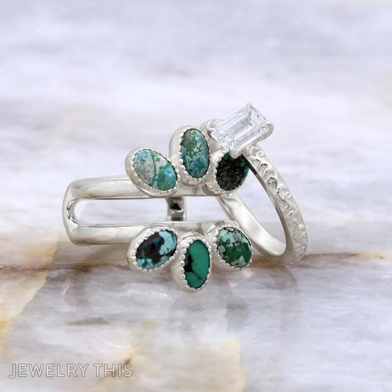 turquoise ringguard weddingset