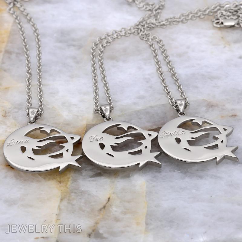 Three Sister Pendants each one personally engraved on the back.