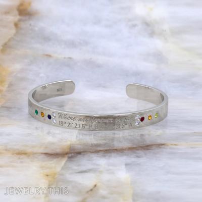 cuff birthstones engraved