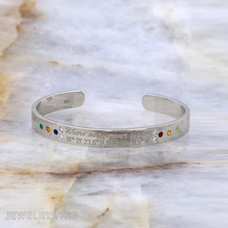 cuff birthstones engraved