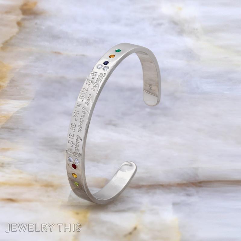 cuff birthstones engraved