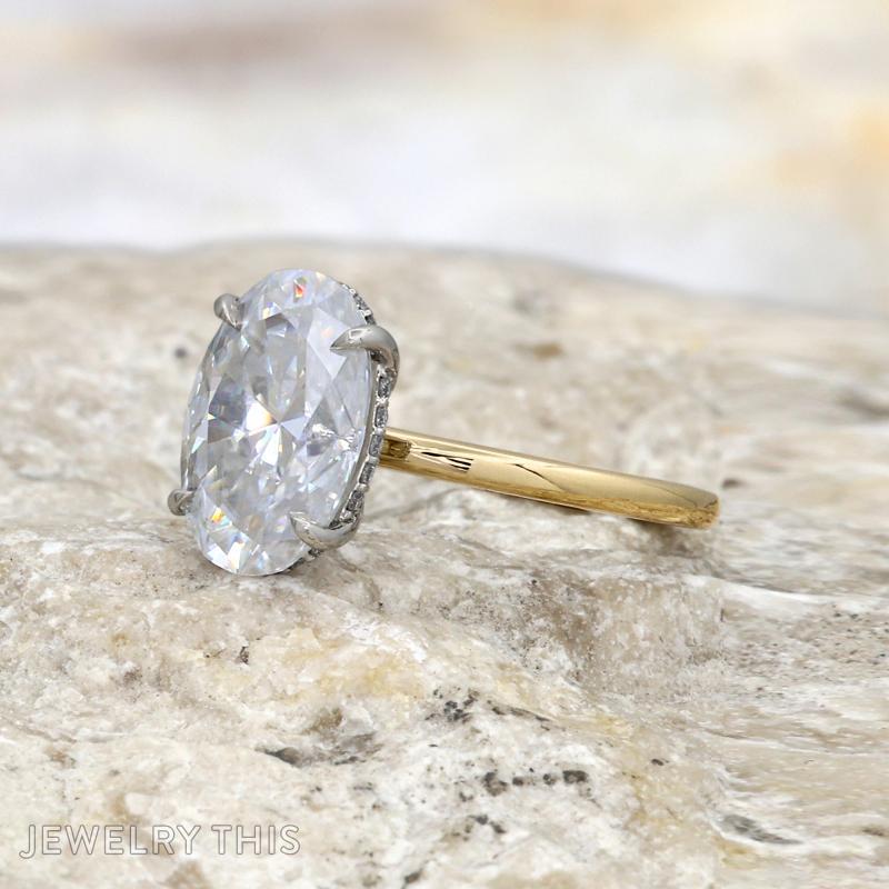 hiddenhalo oval moissanite twotone