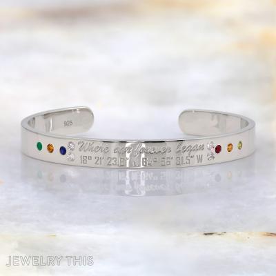 cuff birthstones engraved