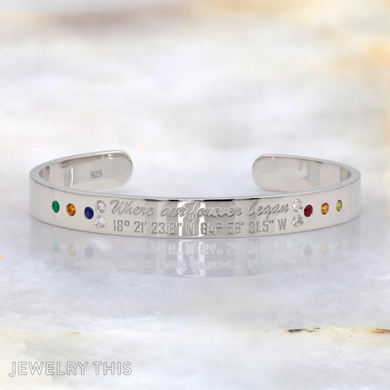cuff birthstones engraved