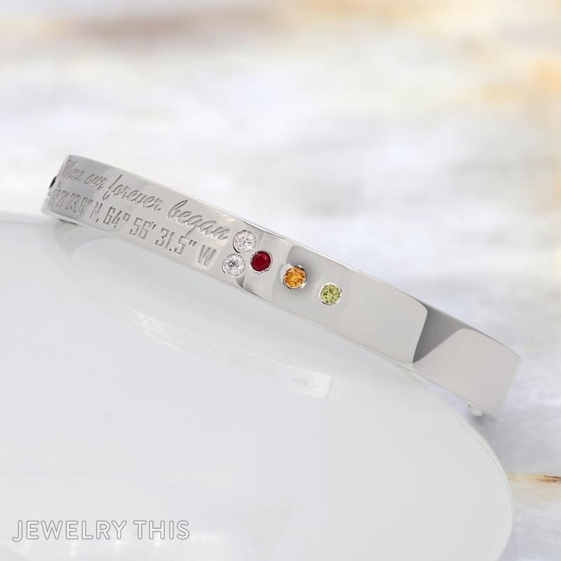 cuff birthstones engraved